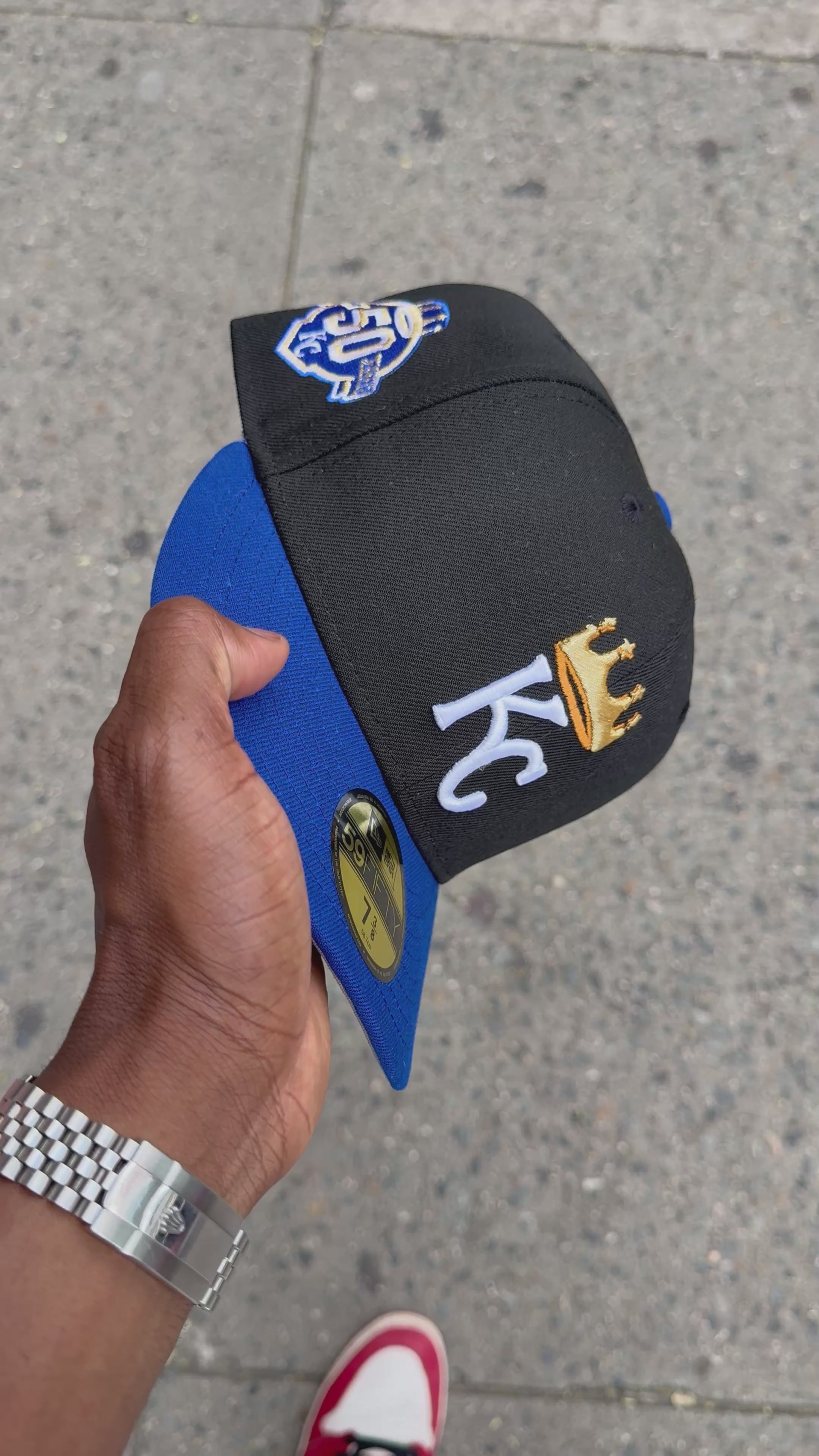 Kansas City Royals Black and Royal Gold Crown 50Th Anniversary