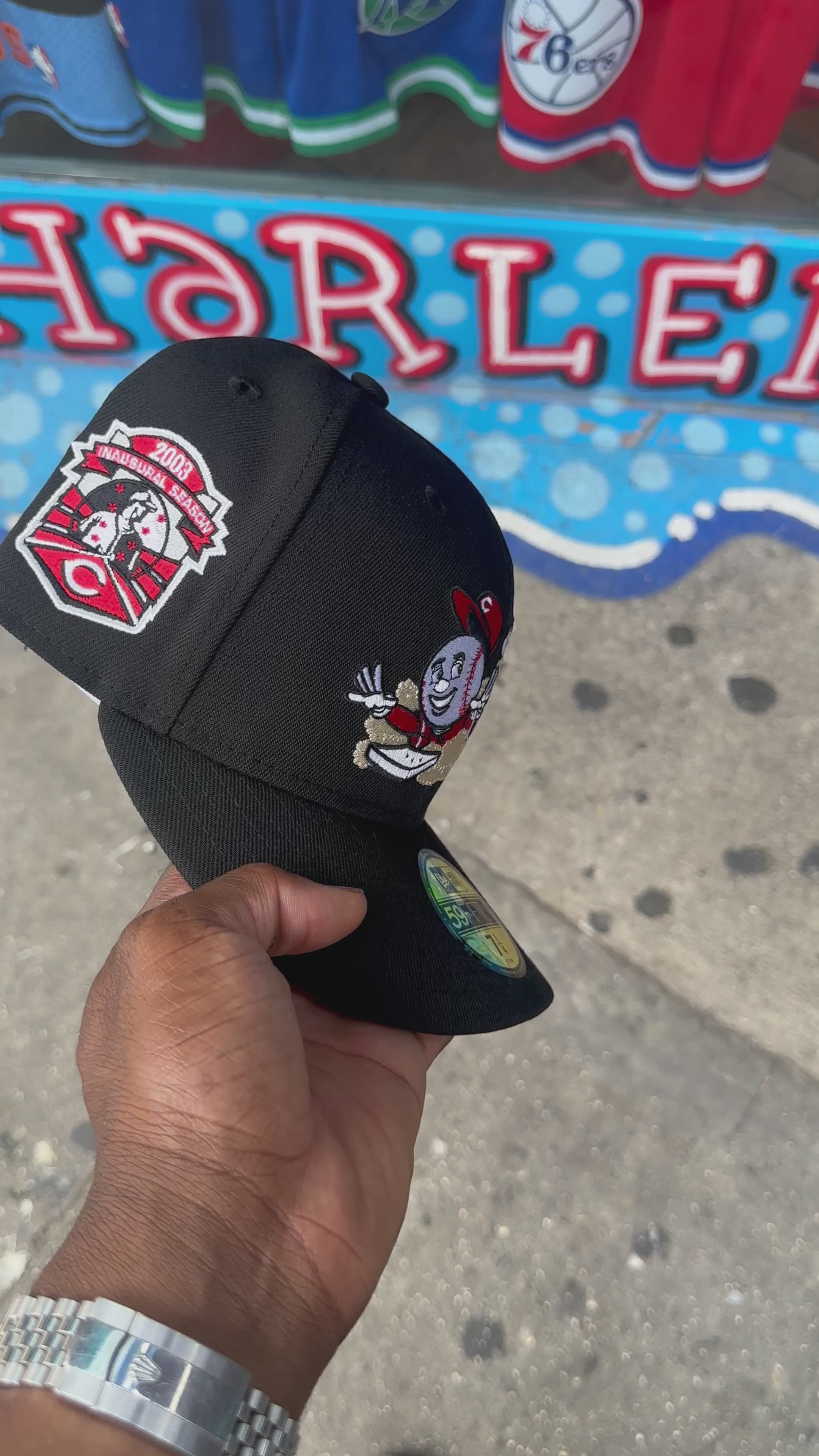 Cincinnati Reds All Black w/ Mascot 2003 Inaugural