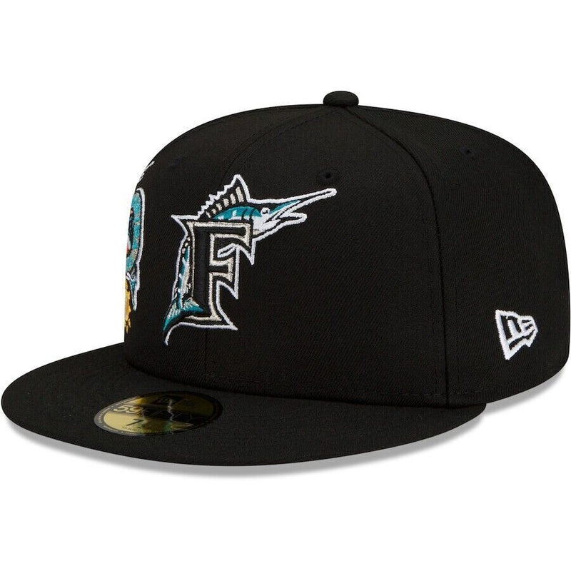 New Era Florida Marlins Hat 59fifty MLB Black City Cluster Fitted