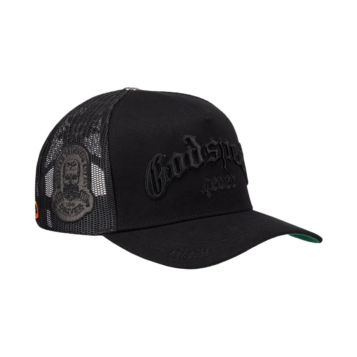 GODSPEED 4EVER BLACK ON BLACK TRUCKER GREEN BOTTOM