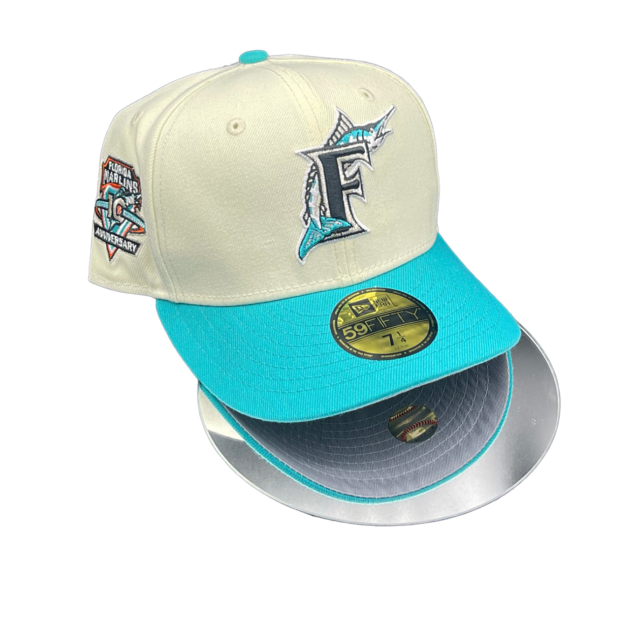 Florida Marlins Chrome & Teal Visor 10