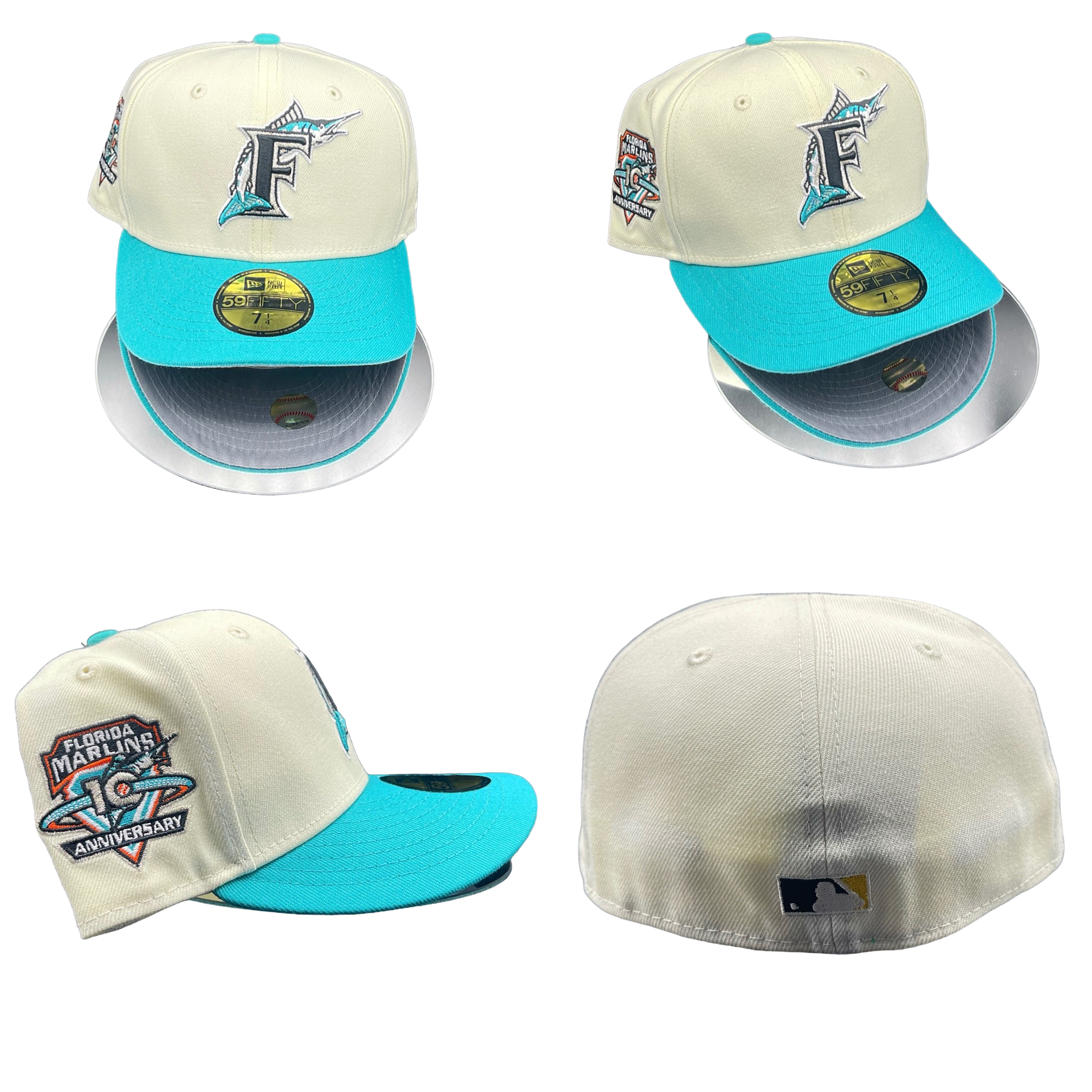 Florida Marlins Chrome & Teal Visor 10