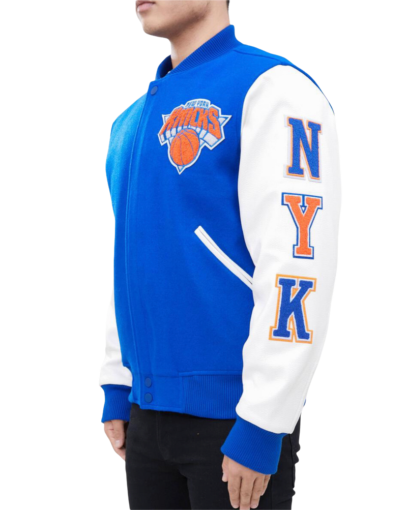New York Knicks Royal Blue Varsity Jacket CAP USA NYC
